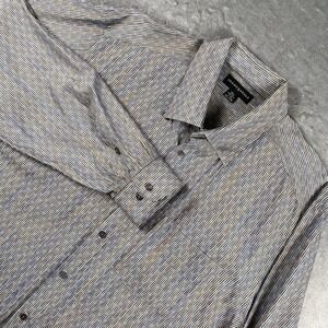 Jhane Barnes Shirt Mens XXL Long Sleeve Geometric Striped Silk Blend Button Down